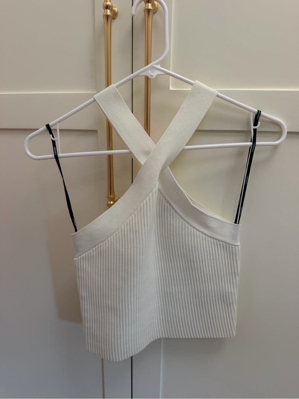 Forever 21 Cream Ribbed Cross-Back Tank
